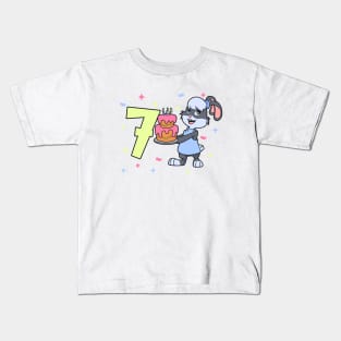 I am 7 with bunny - girl birthday 7 years old Kids T-Shirt